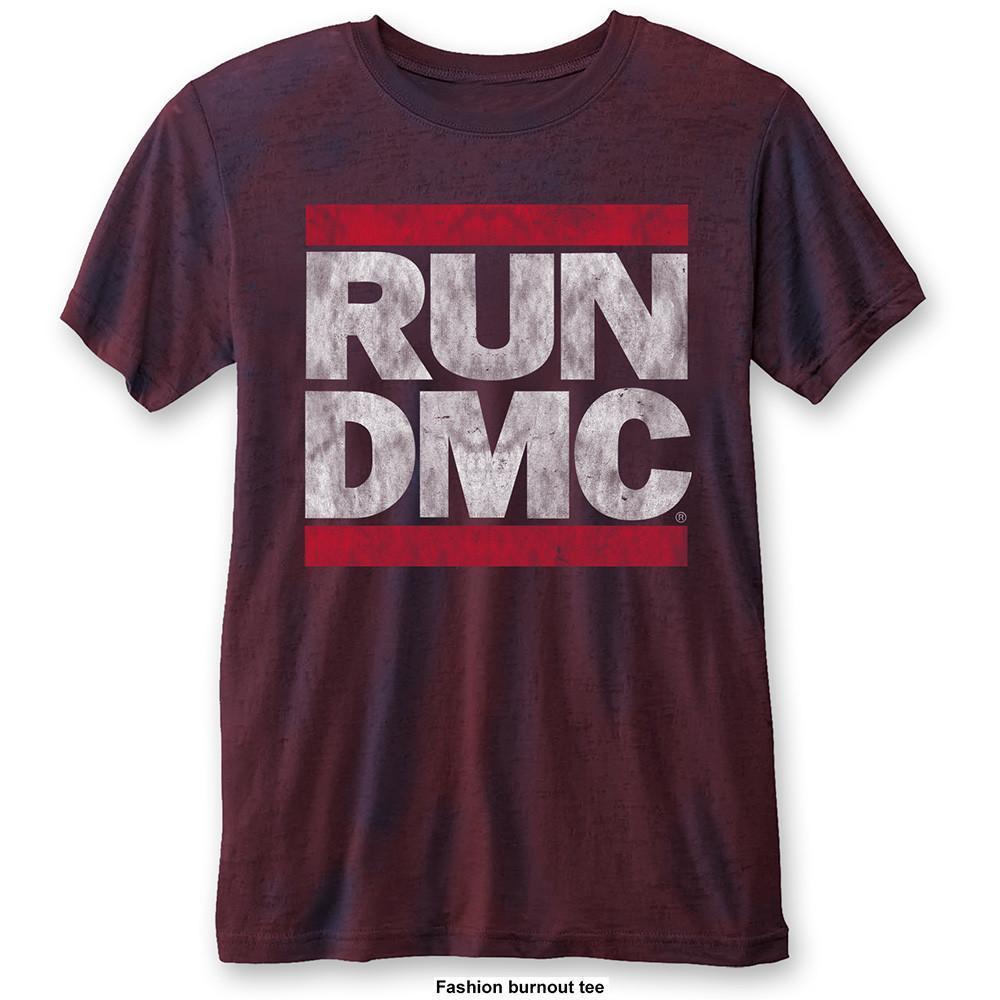 Run Dmc Unisex T-Shirt Dmc Logo Burnout Navy Red